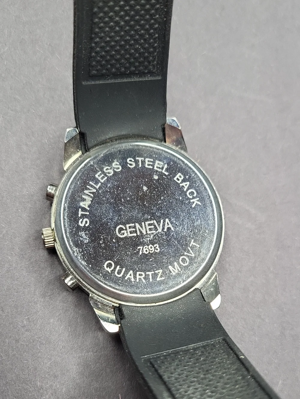 Geneva Men’s Black Dial Watch with Blue Second Hand